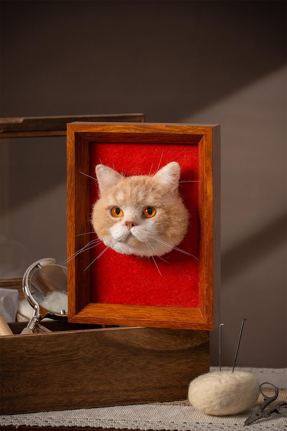 Custom Needle Felt 3D Pet Portrait In Framed